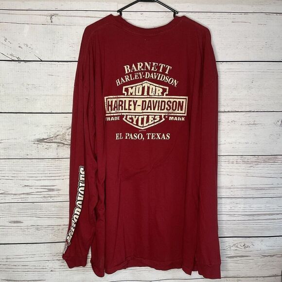 VTG 90s HARLEY DAVIDSON LOGO T-SHIRT~LONG SLV~maroon Size‎ 4XL - Picture 9 of 11